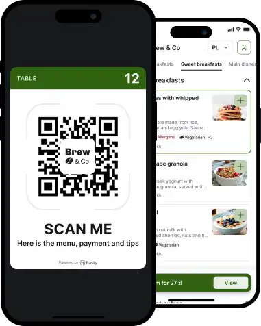 iTasty QR menu opened on a customer phone